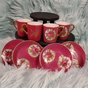 VINTAGE Floral Tea Set / Turkish Coffee Set